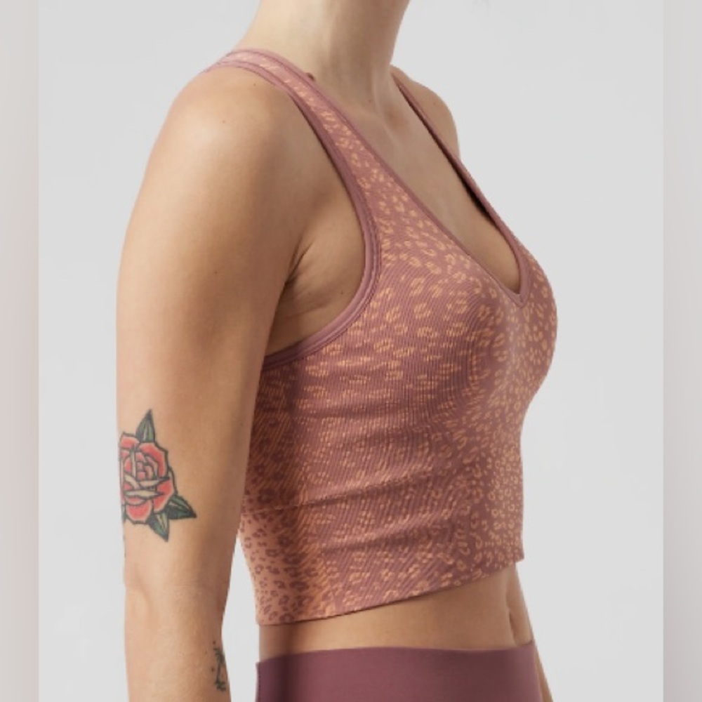 Athleta Aurora Crop Ribbed Tank Top in Leopard